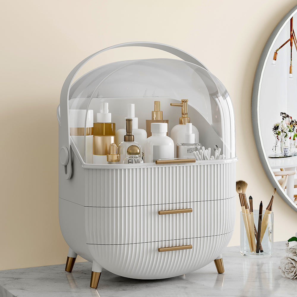 Dustproof Makeup Organiser With Drawers And Handle