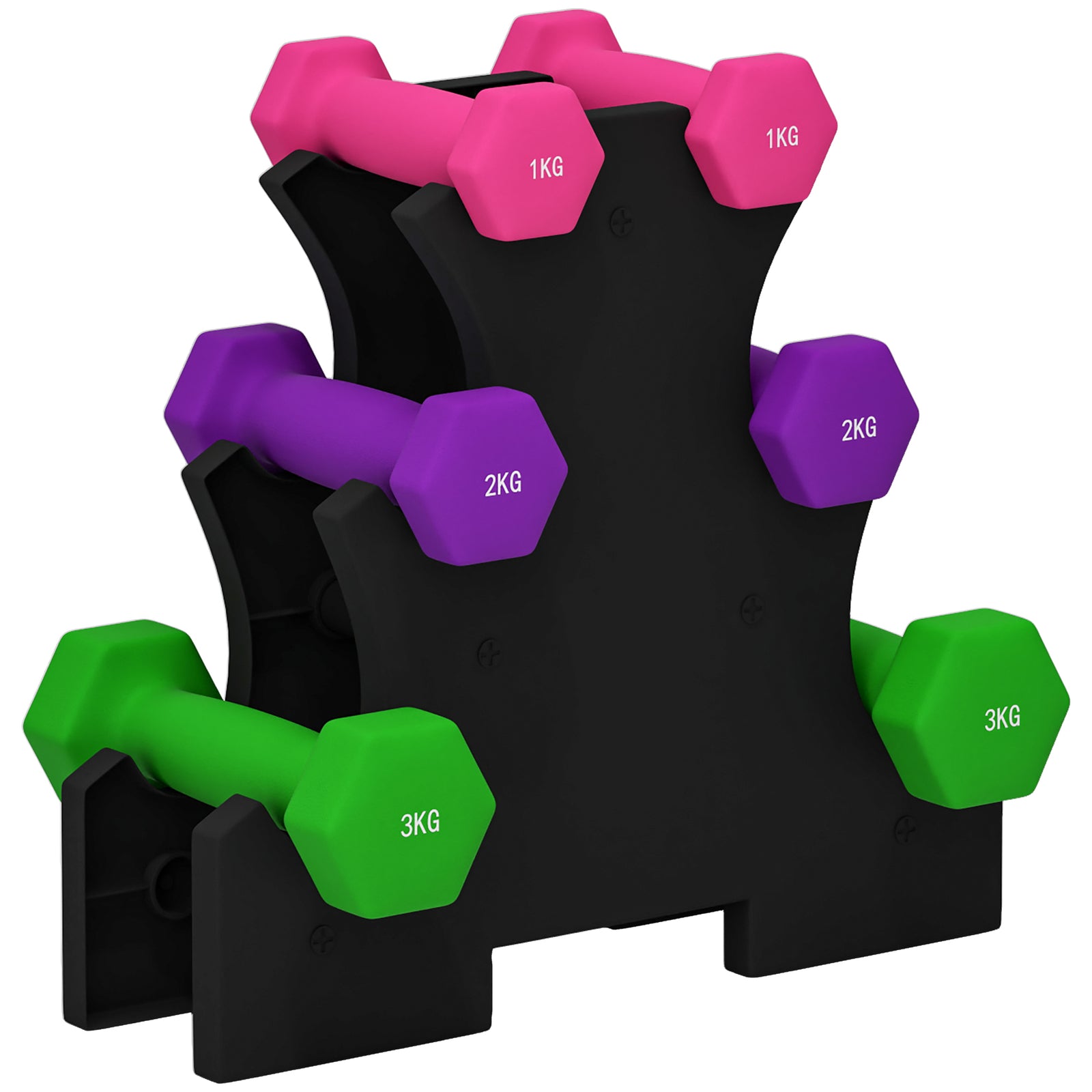 Six Dumbbells With Dumbbell Storage Rack | Pink