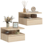 Modern Nightstand Set Of 2, Wall Mounted Bedside Cabinet | Oak