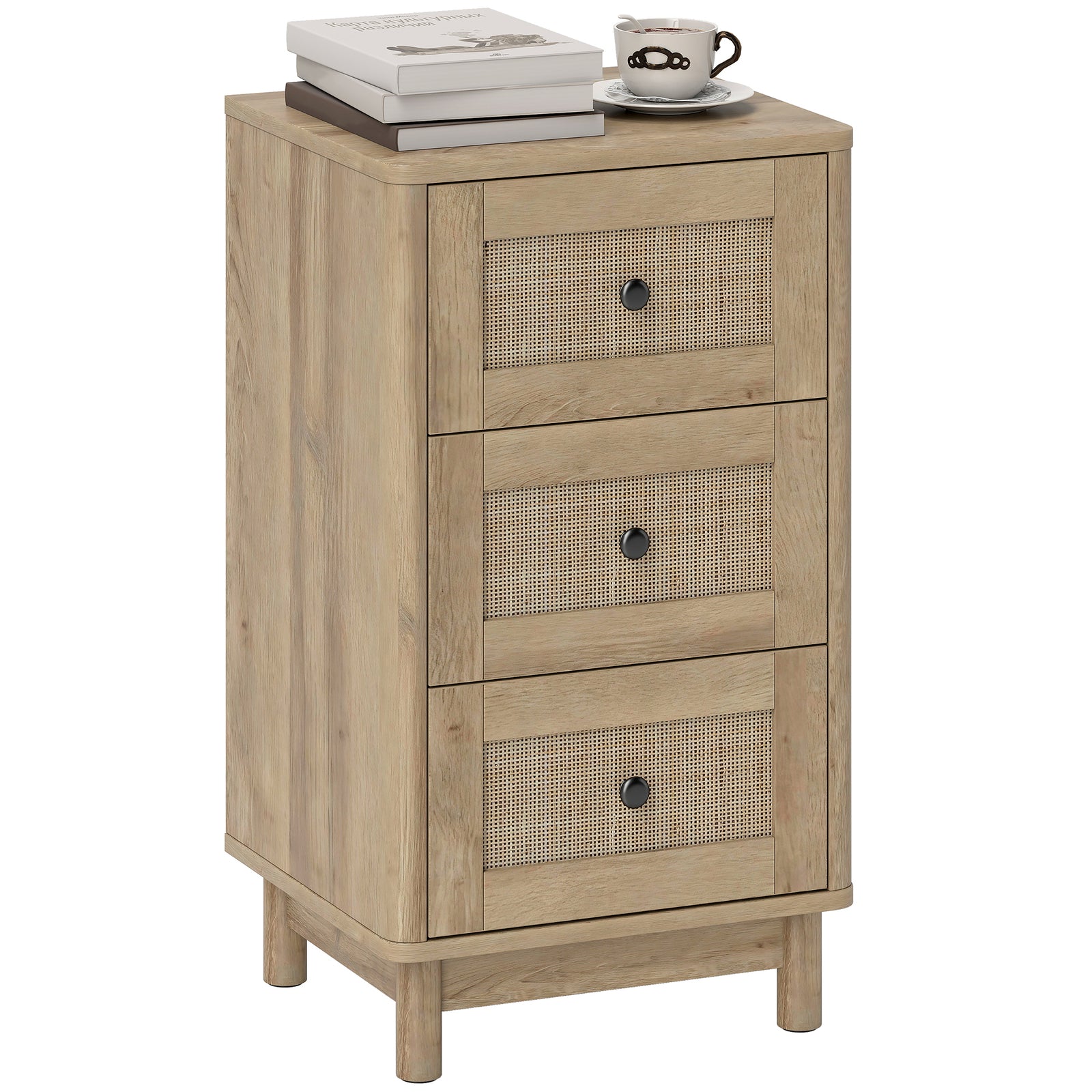 HOMCOM 3 Drawer Chest Of Drawers, Storage Unit For Living Room, Oak