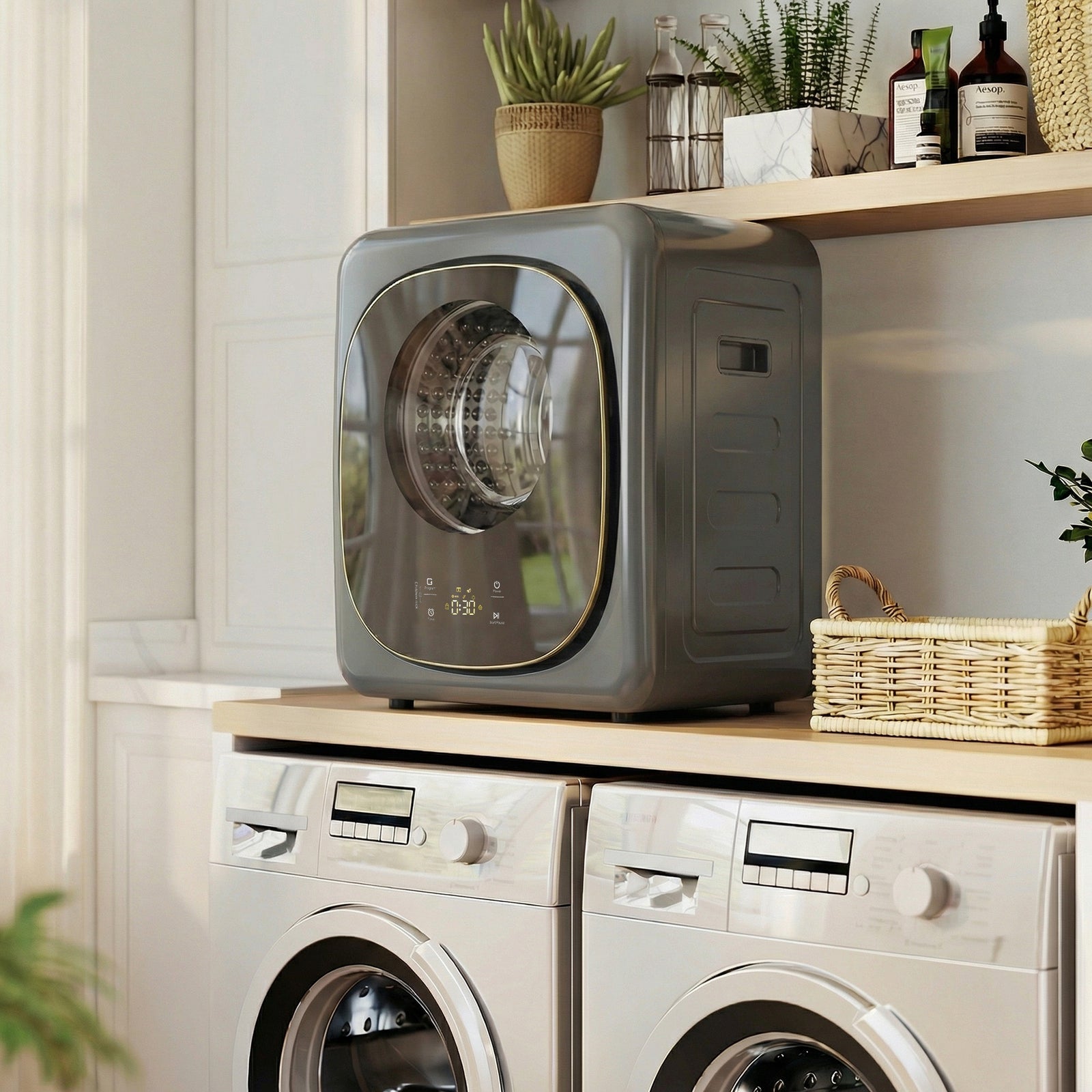 Compact Dryer Machine With 5 Modes, 4kg Small Tumble Dryer | Grey