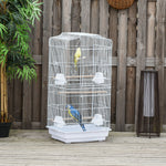 92cm Large Bird Cage With Perches, Food Bowls, Swing | White