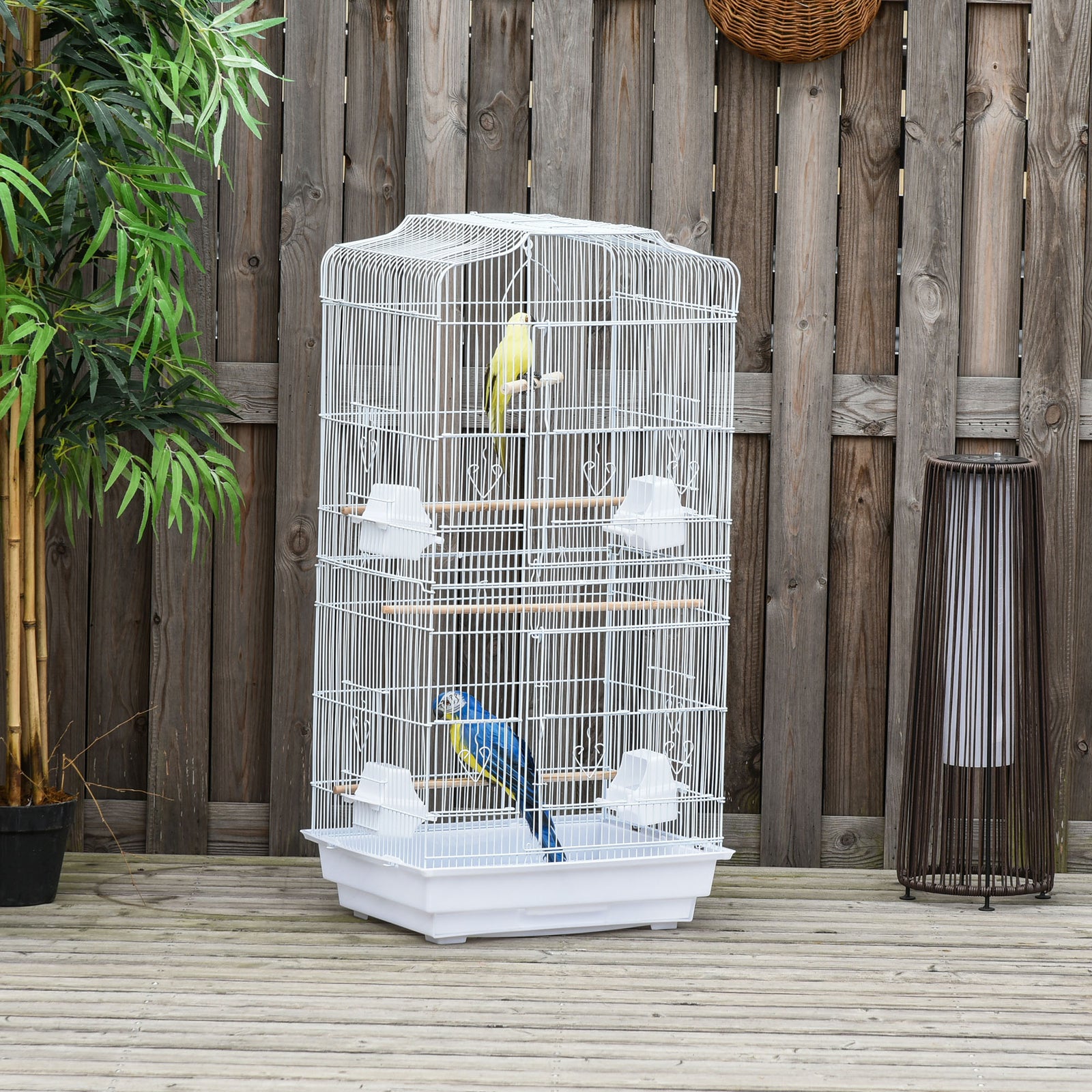 92cm Large Bird Cage With Perches, Food Bowls, Swing | White