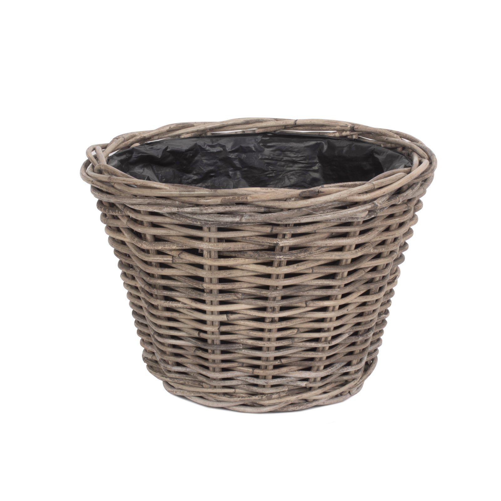 Tapered Rattan Round Planter With Plastic Lining | Small | Brown