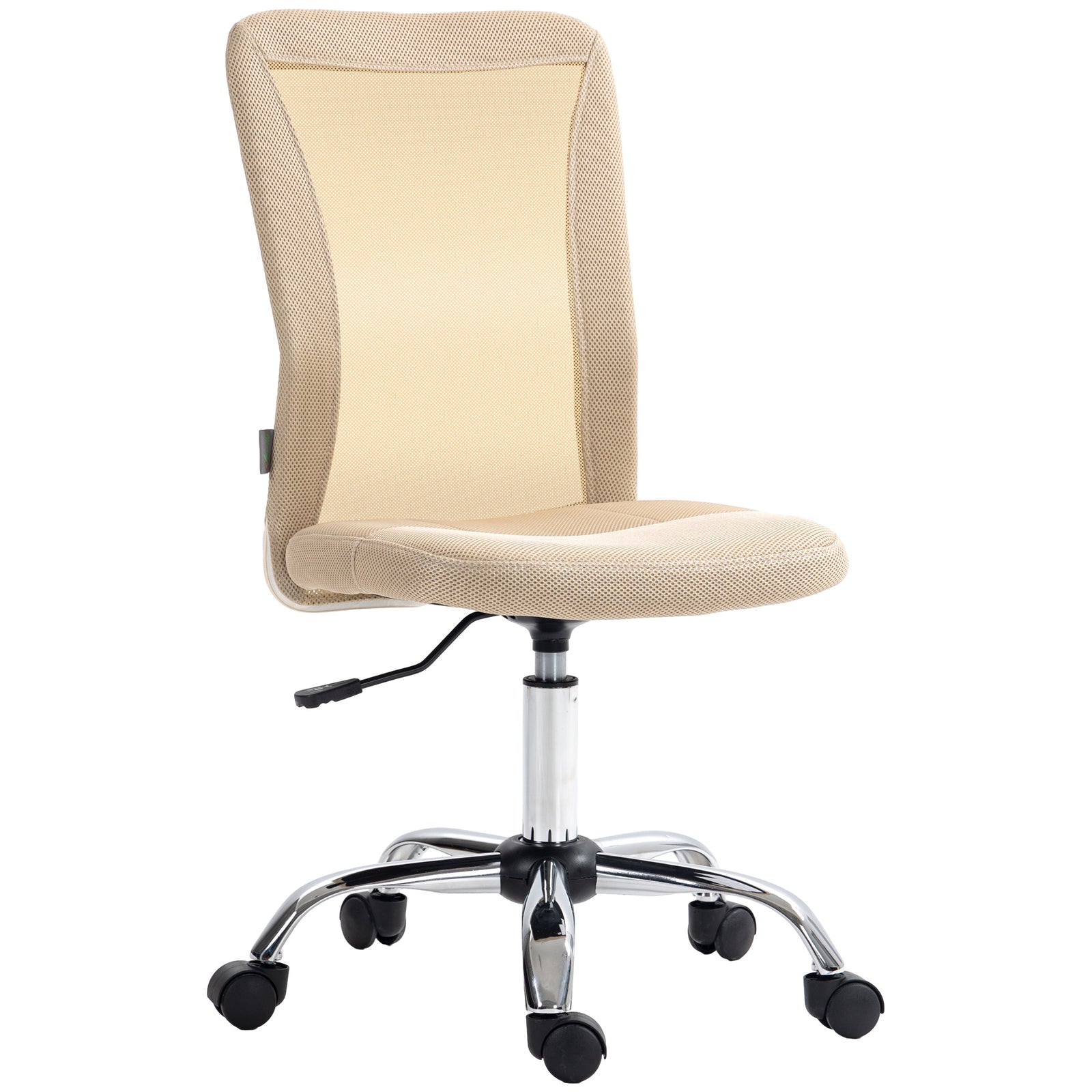 Armless Mesh Office Chair 5 Wheels | Beige