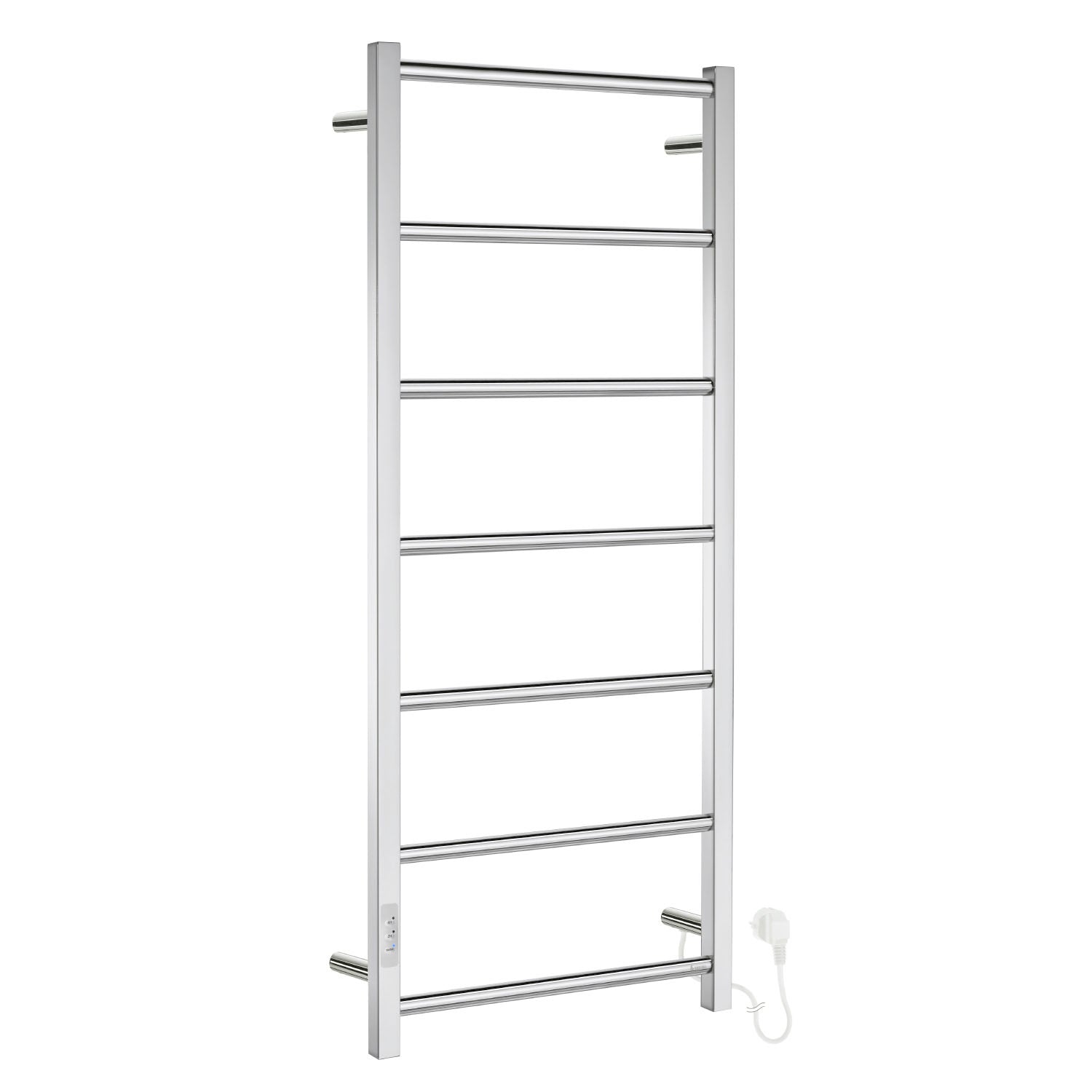 Large Heated Rail Towel Warmer Bathroom Radiator Drying Rack | Polished Stainless Steel