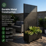 Metal Privacy Screen With Plant Pot - Slat | Black