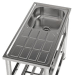 98cm W X 45cm D X 80cm H Stainless Steel One Compartment Sink With Drainboard And Shelf