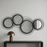 HOMCOM Metal Wall Art Decorative Mirror Decor Modern Wall Sculpture, Black