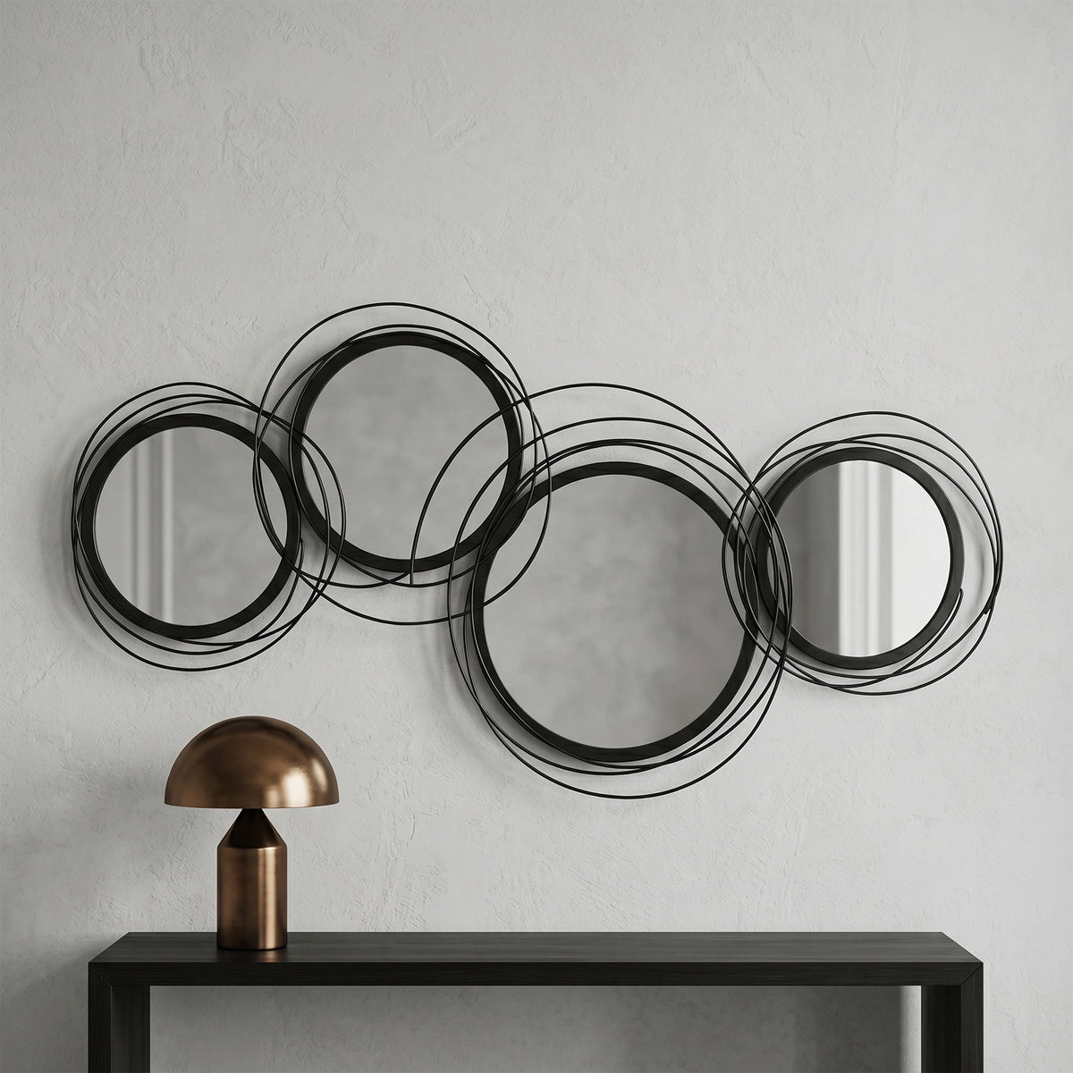 HOMCOM Metal Wall Art Decorative Mirror Decor Modern Wall Sculpture, Black