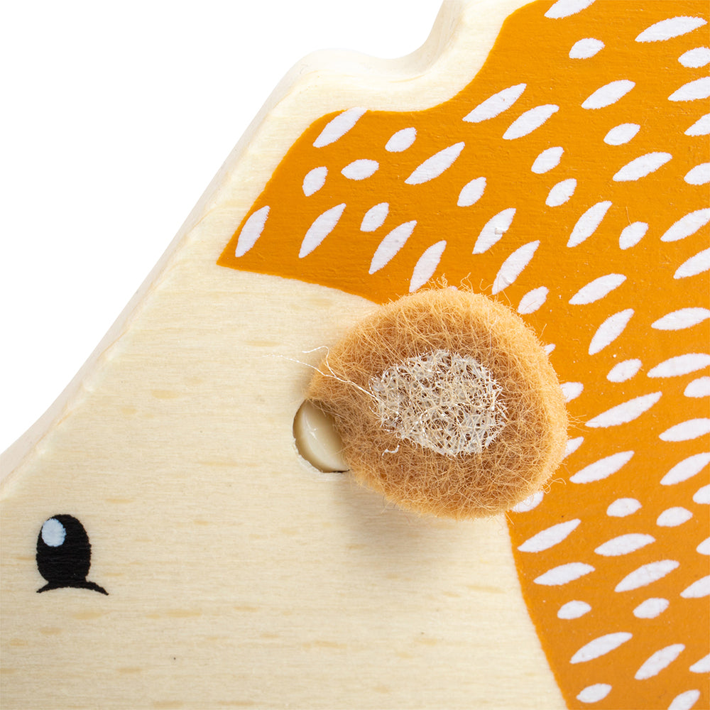 Wooden Push Along Hedgehog With Beads In It's Belly