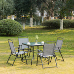 5 Piece Garden Set 4 Folding Chairs W/ Parasol Hole