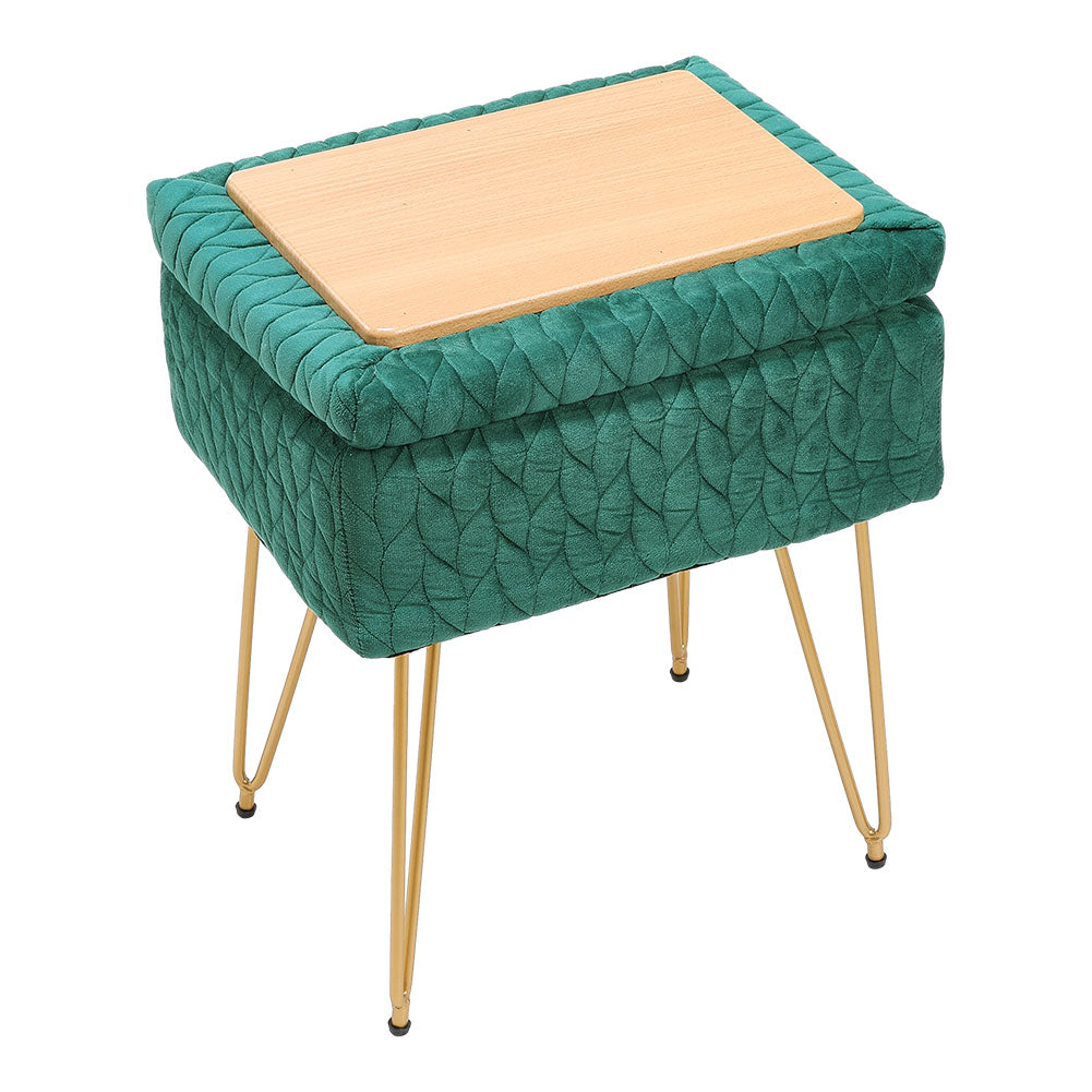 Rectangle Upholstered Storage Ottoman Vanity Stool