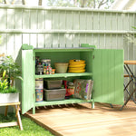 Garden Storage Cabinet Potting Bench Galvanised Top Green