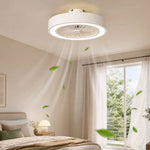 48cm Dia Led Ceiling Fan Light With App & Remote Control, Modern White Dotted Iron Ceiling Light