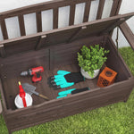 Outdoor 2 Seater Garden Bench, Garden Storage Bench With Backrest | Brown