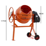 120l 450w Electric Cement Mixer,steel Concrete Mixer With 2 Wheels, 33–34rpm | Orange