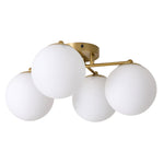 4-light Modern Semi Flush Mount Ceiling Light, Ceramic Globe Shade With Brass Metal Frame, Contemporary Chandelier