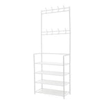 Entryway 4 Tier Shoe Rack With Coat Hanger | White