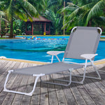 Folding Sun Beach Lounger W/ 4-level Backrest