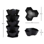 5 Tier Black Stackable Planter Trio Pot