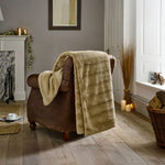 Ashridge Soft Faux Fur Throw 130x170cm – Elegant Textured Blanket | 130cm x 170cm | Cream