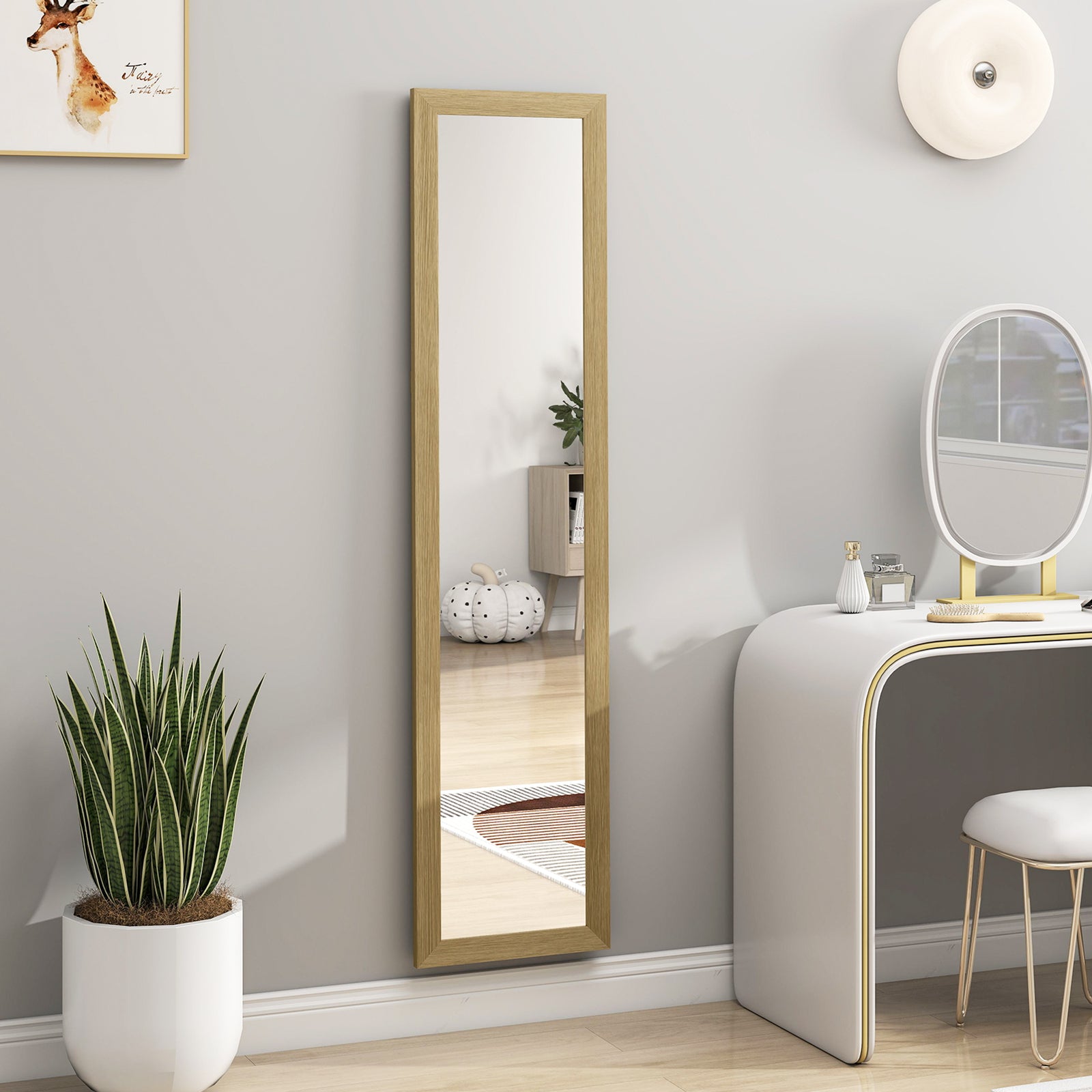 37 X 157 Cm Full Length Mirror With Frame For Bedroom | Natural