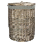 Antique Wash Round Linen Basket With Grey Sage Lining | Large