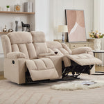 Lovell 2 Seat Manual Recliner Sofa With Central Console | Light Brown