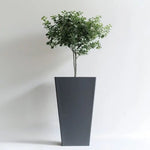 Zinc Galvanised Tall Flared Tapered Square Planter | 40cm x 40cm x 90cm | Gray