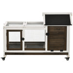 Wooden Rabbit Hutch, Small Animal  House W/ Wheels, Removable Tray | Brown