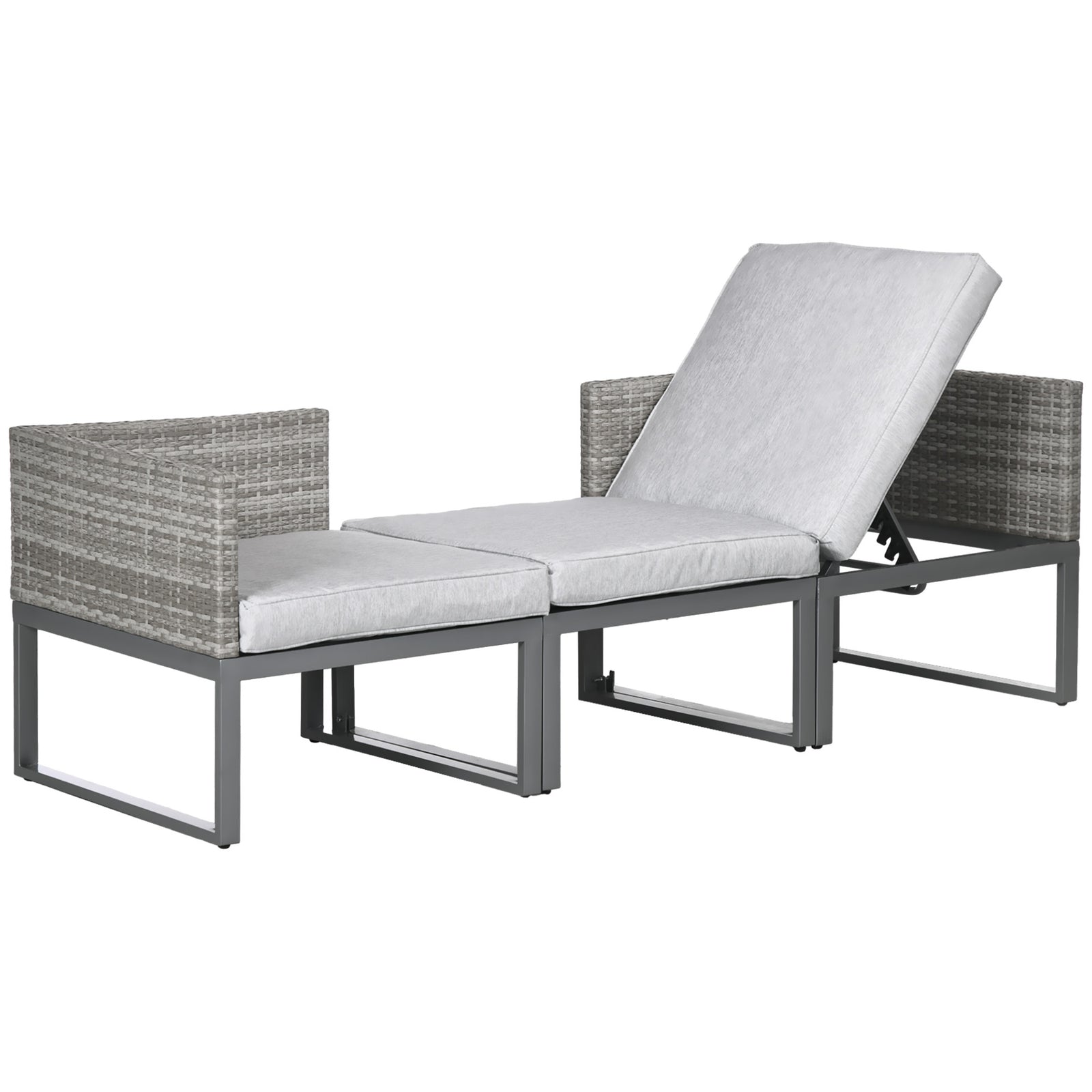 3-in-1 Chair Coffee Table 3-seater Sofa W/ Steel Frame