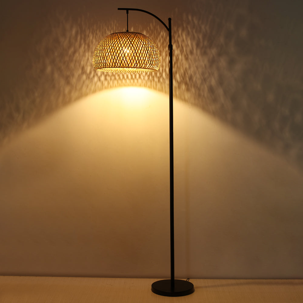 Breeins Traditional Woven Rattan Floor Lamp