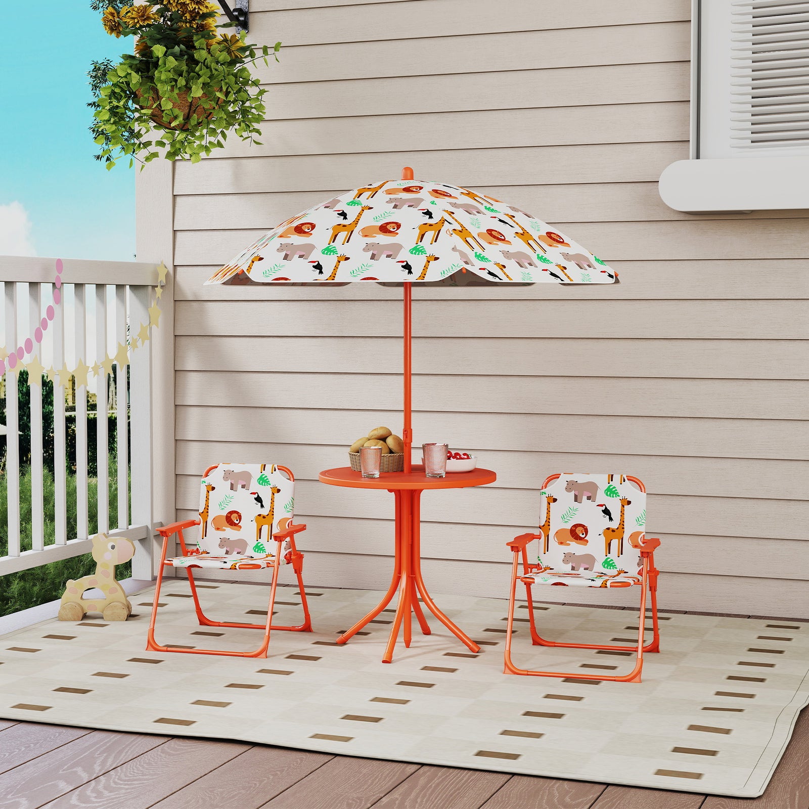Children Table And Chair Set, Kids Patio Set With Umbrella