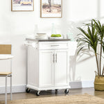 Kitchen Cart Storage Trolley W/ Drawer Cupboard Towel Rail | White