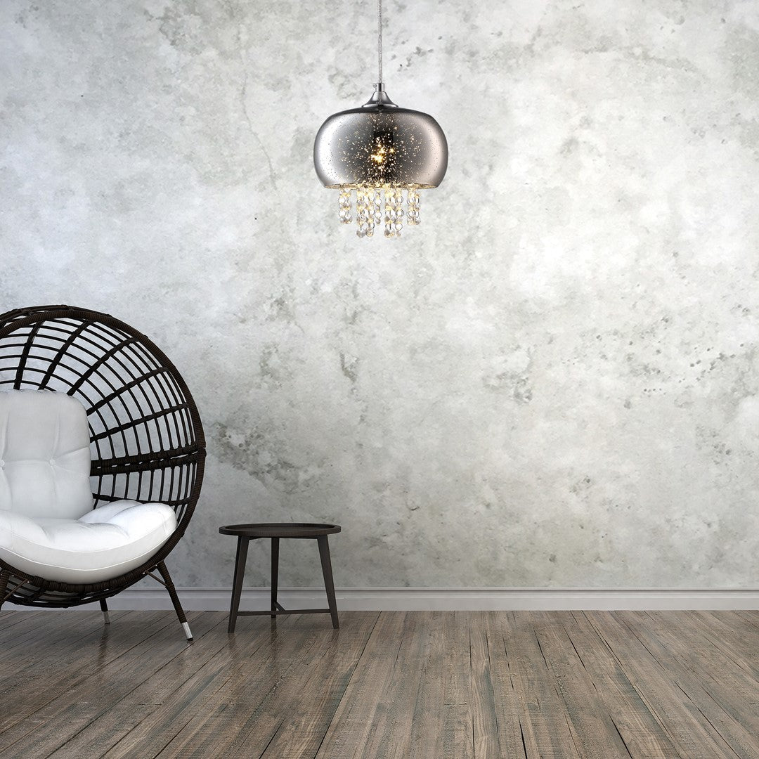 Starlight Chrome Pendant Lamp 1xe14 A Stunning Range With 22cm Glass Shades Housing Chrome Fitments And Gorgeous Crystals