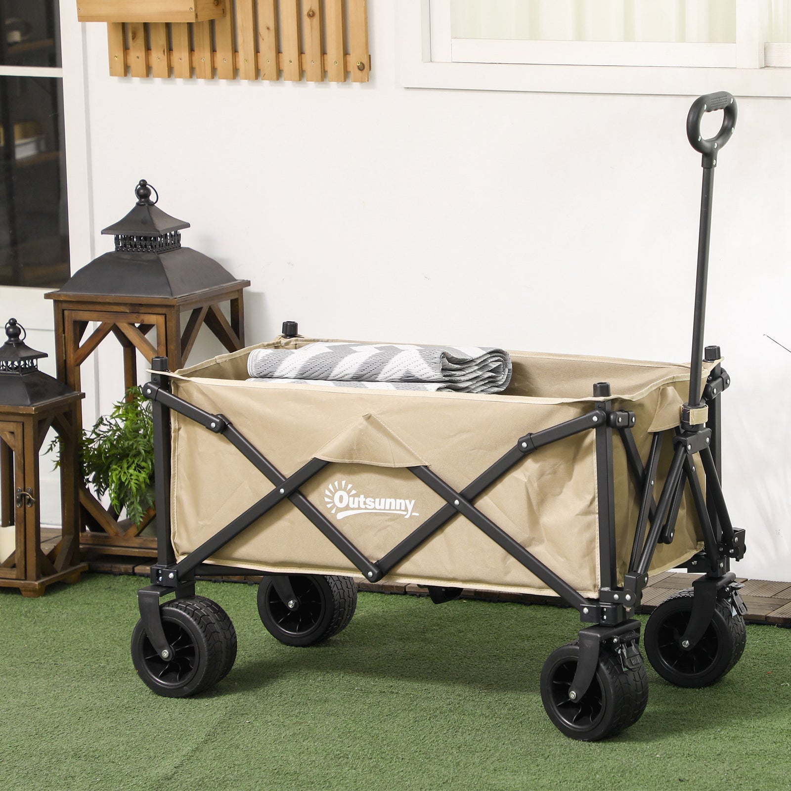 Foldable Garden Cart, Utility Wagon With Carry Bag | Khaki