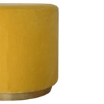 Solid Mango Wood In818 - Mustard Velvet Footstool With Gold Base