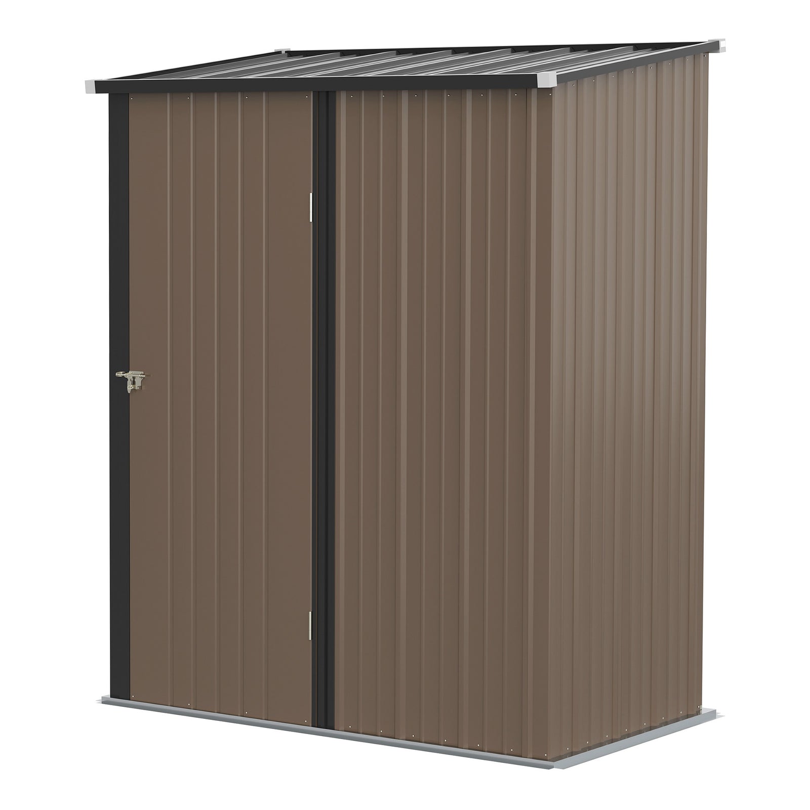 Outdoor Storage Shed Steel Garden Shed With Lockable Door | Brown