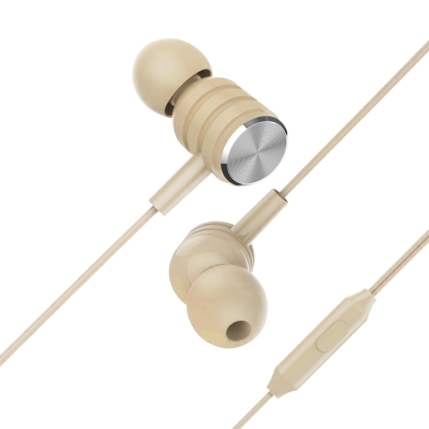 Bass Enhancement One-touch Remote, Stereo Earphones | Cream