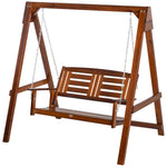 Outdoor 2 Seater Wooden Swing Chair Porch Patio Hammock