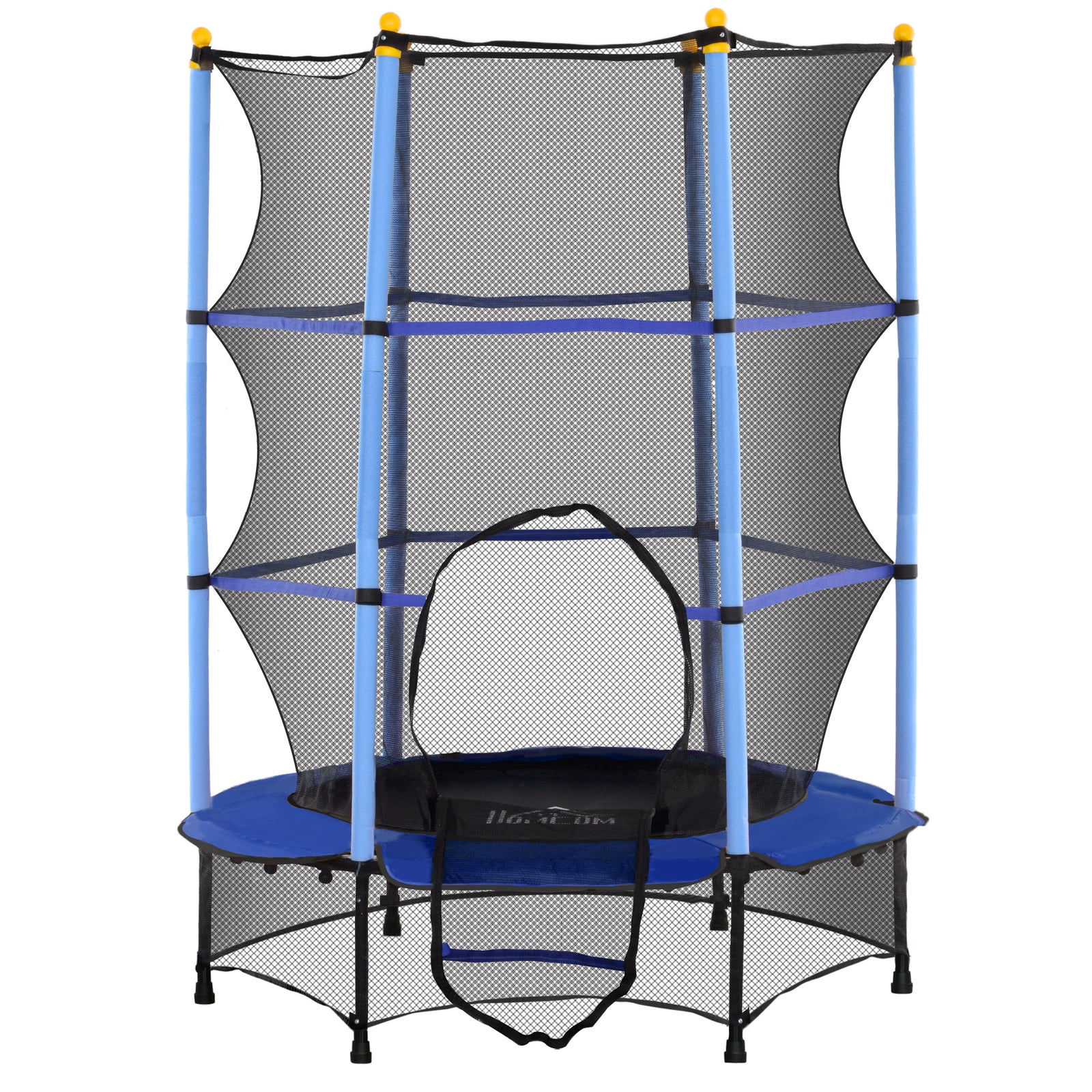 4.6ft/75" Kids Trampoline With Safety Enclosure, Indoor Outdoor | Blue