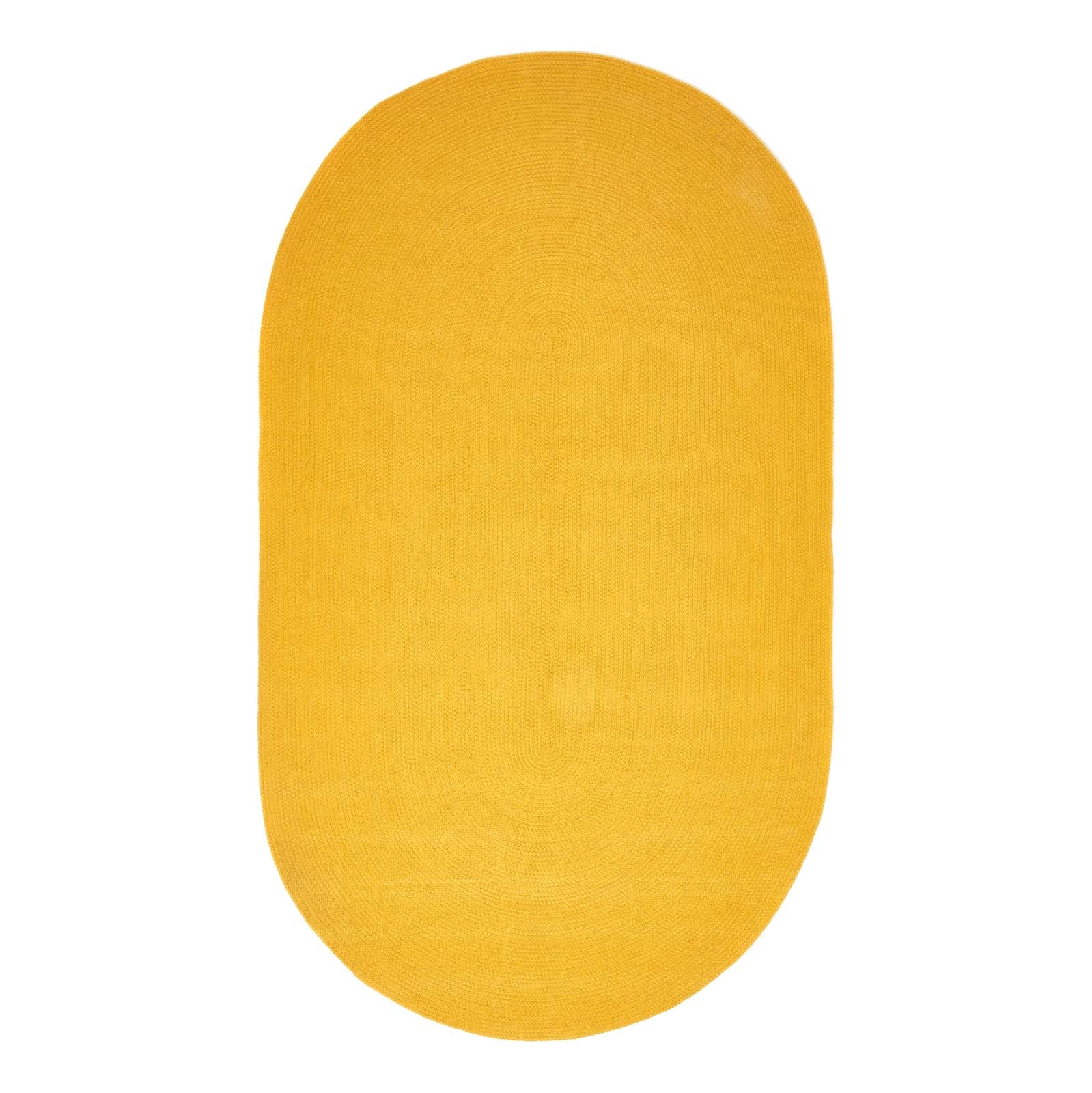 Handmade Woven Braided Oval Rug | 60cm x 80cm | Mustard