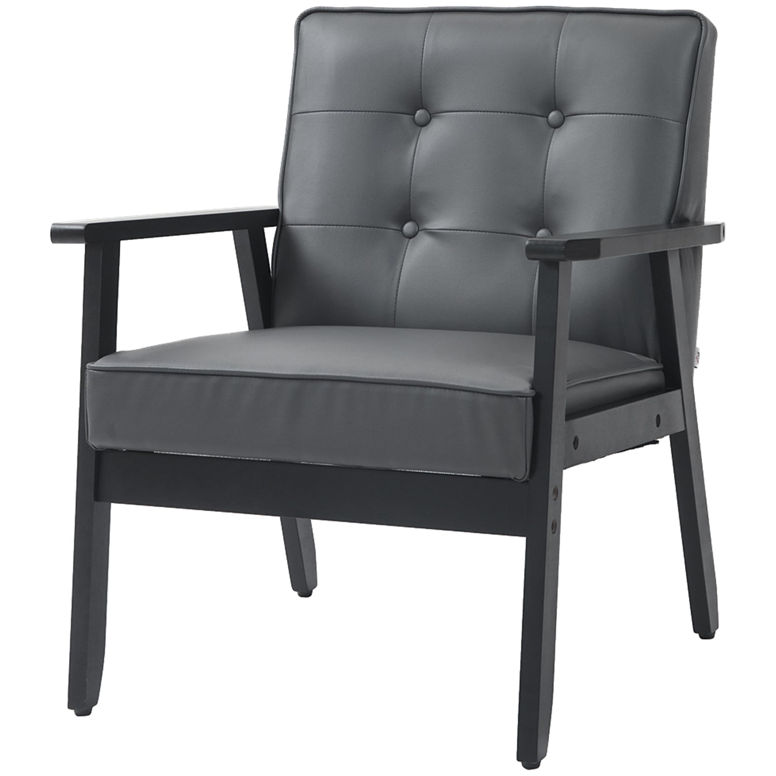 Accent Chair Pu Leather Armchair With Armrests | One Size | Gray