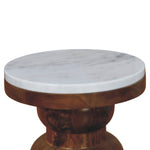 Marble Top Bulla Side Table, White and Brown | 8 | Brown