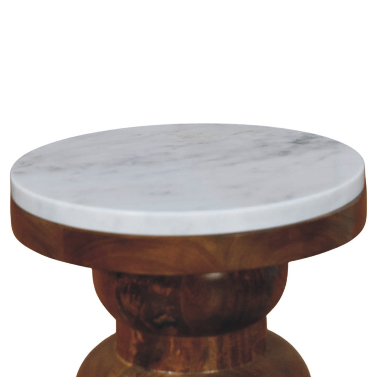 Marble Top Bulla Side Table, White and Brown | 8 | Brown