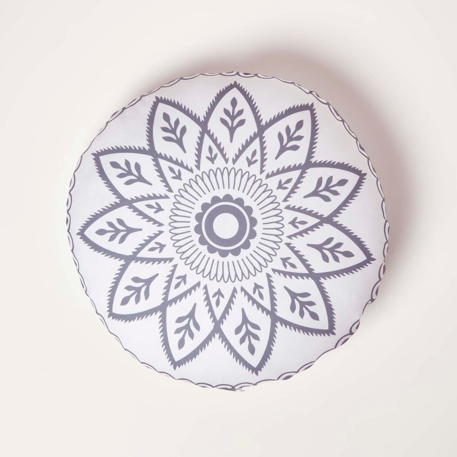 Henna Round Grey Outdoor Cushion 40 Cm, Set Of 2 | 40cm | Grey