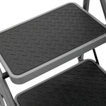 Step Ladder Premium Heavy-duty Steel Folding Step Stool 150kg Capacity | 2 Step | Grey
