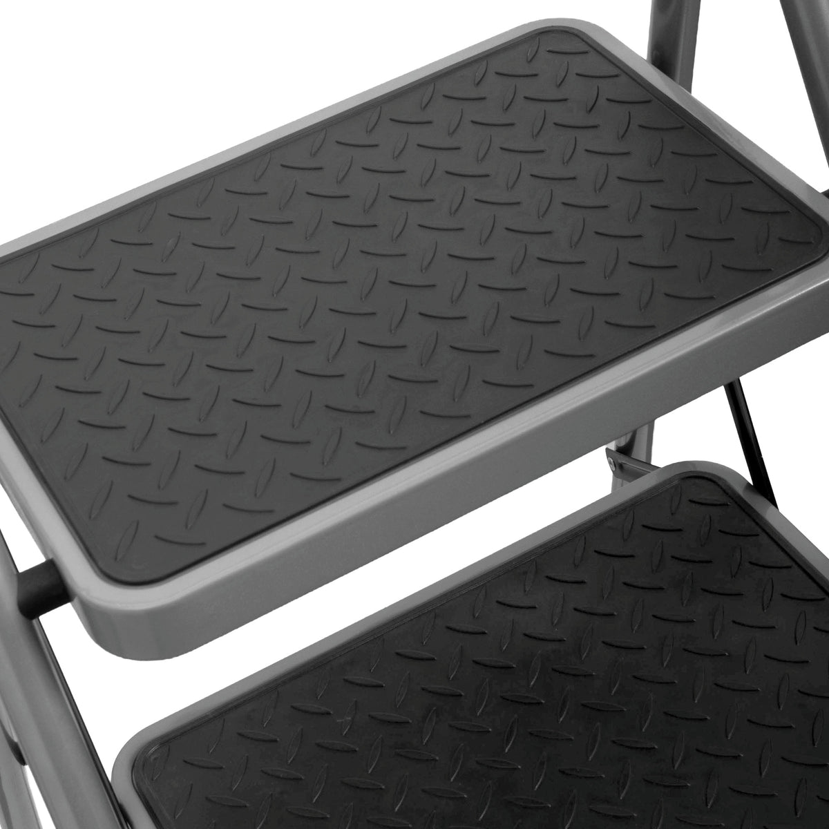 Step Ladder Premium Heavy-duty Steel Folding Step Stool 150kg Capacity | 2 Step | Grey