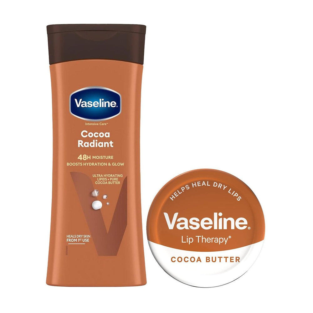 Vaseline Body Care Duo Cocoa Radiant Lotion 400ml & Cocoa Lip Therapy 20g